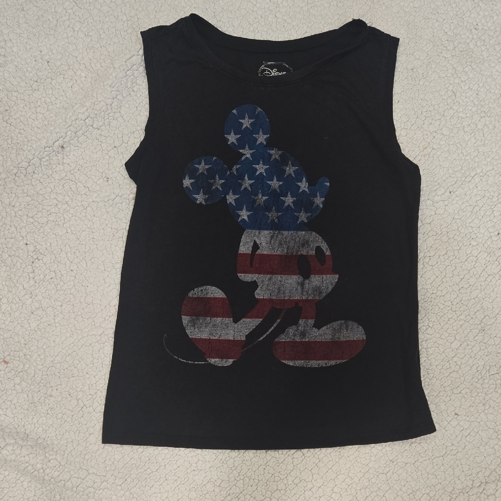 Disney Black‎ and Red Muscle Tees with Patriotic Flair